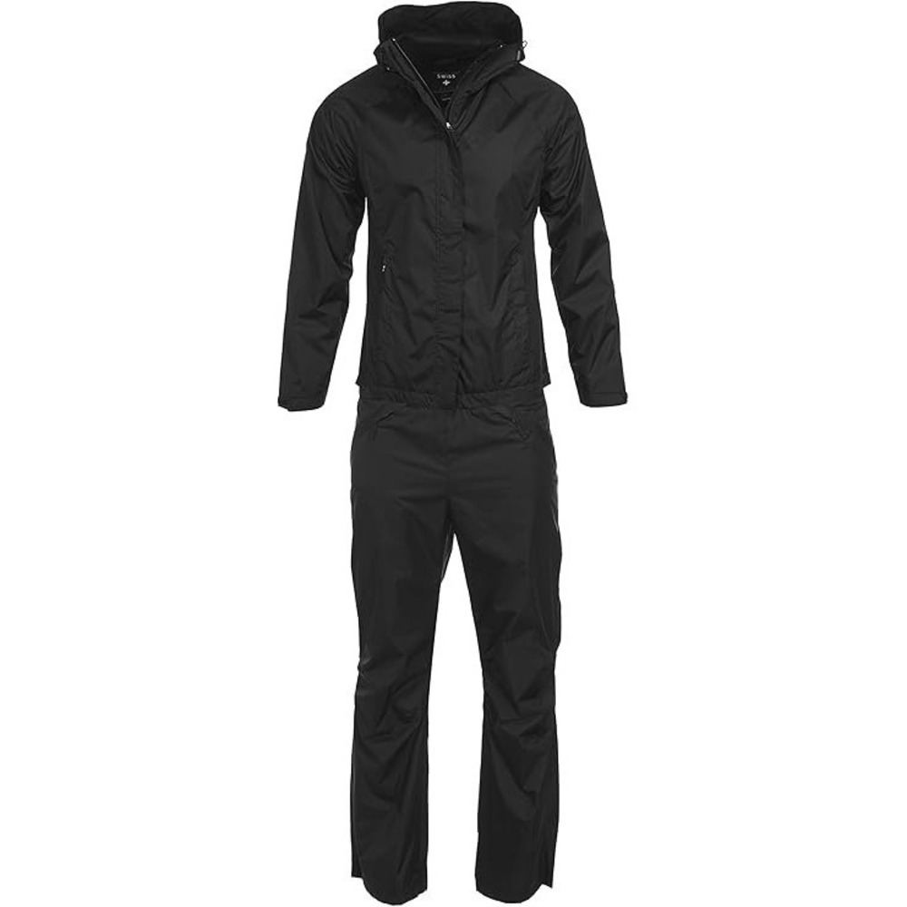 Swiss Alps Women's‎ Ripstop Water-Resistant 2 Piece Rain Suit (Medium) Black